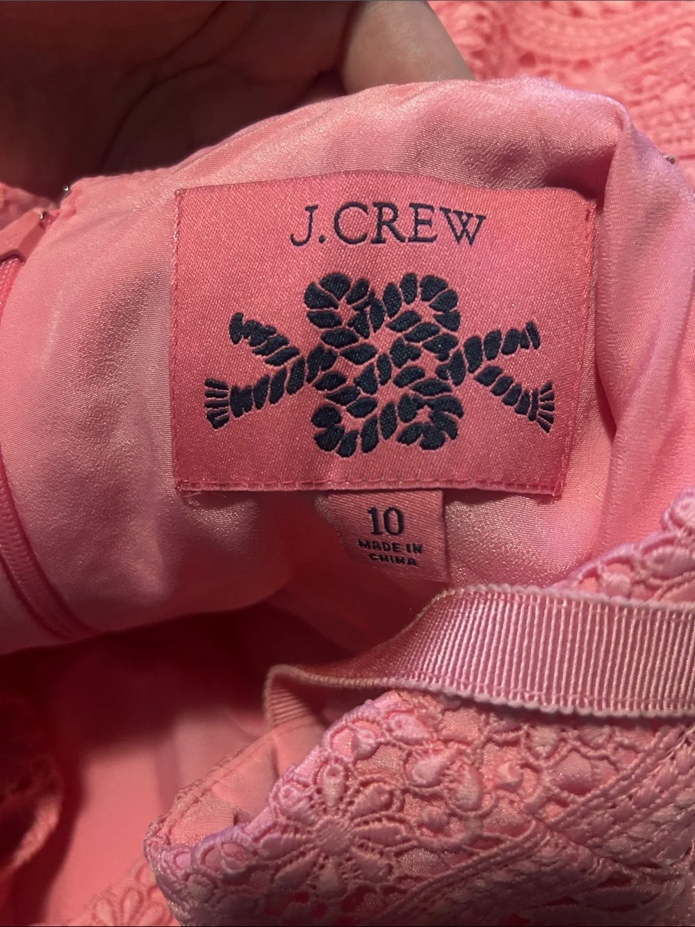 J. Crew Pink Geometric Lace Eyelet Midi Dress | Size 10